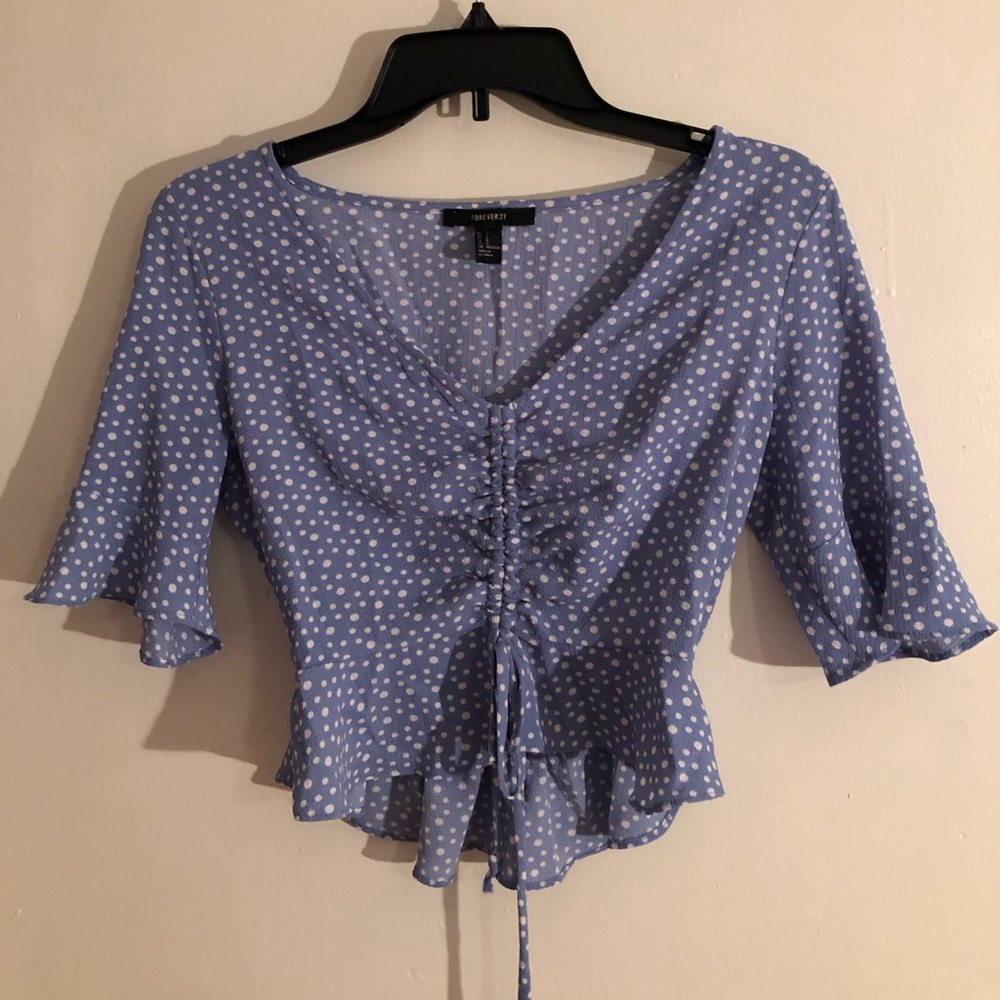 Blue babydoll crop